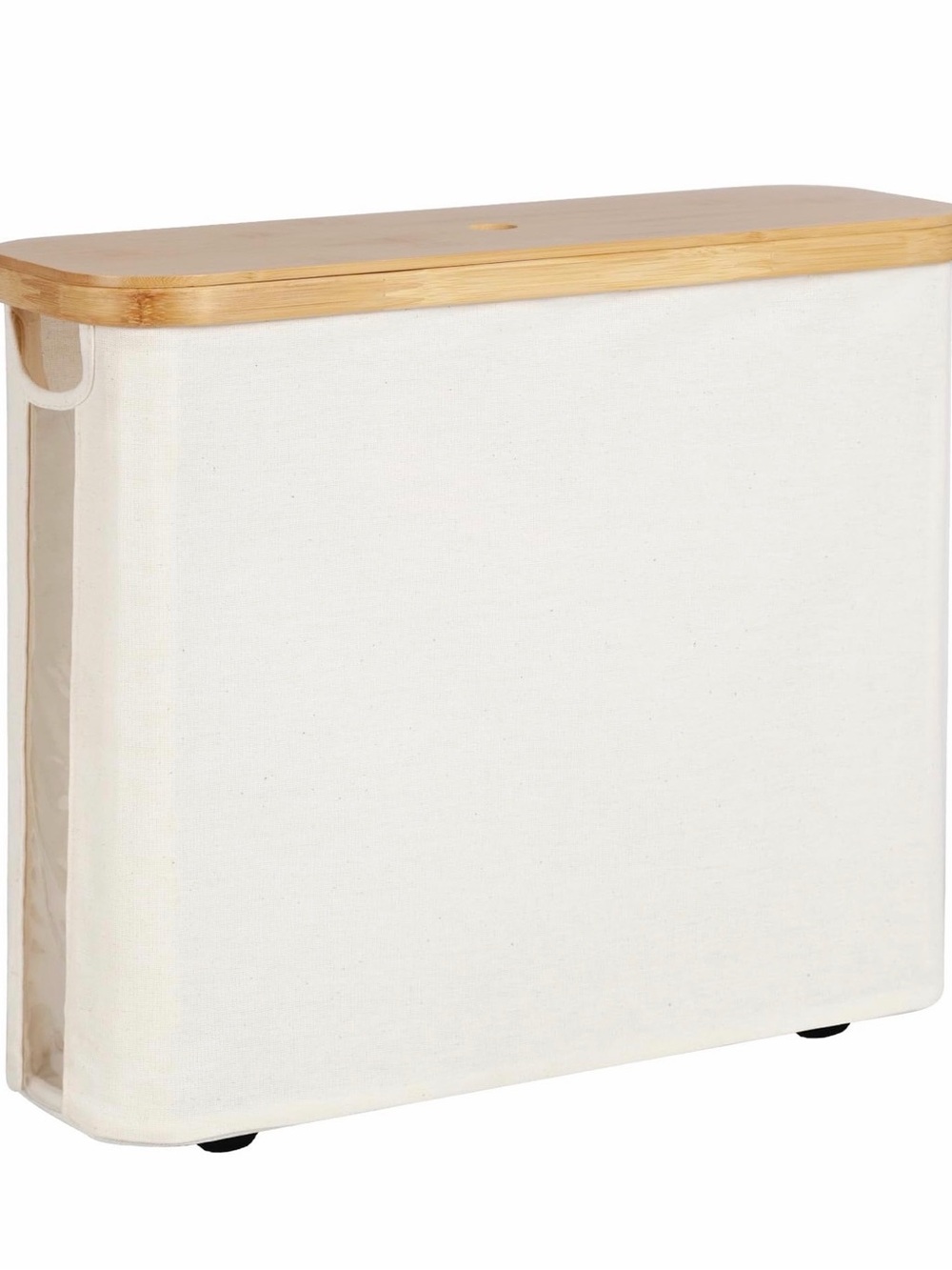 Toilet Paper Storage Basket with Bamboo Lid & Window